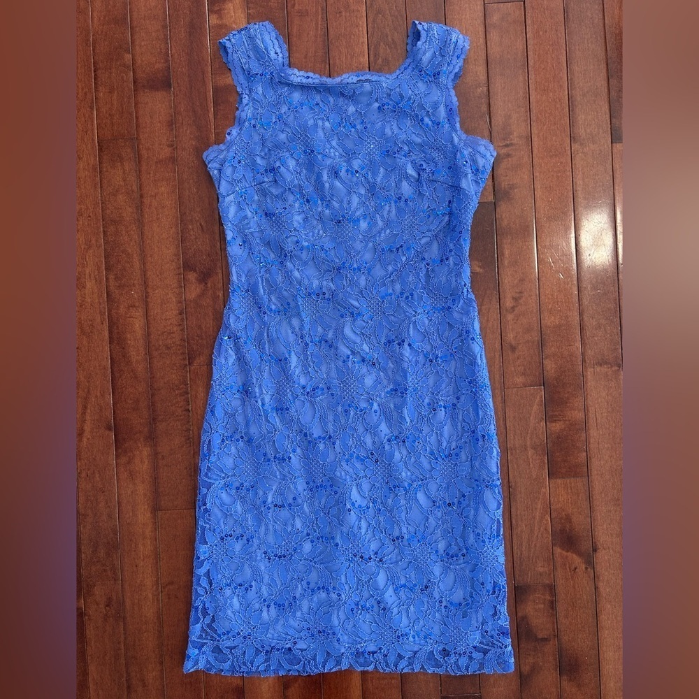 Scarlett Periwinkle Blue Lace Sleeveless Dress with Sequins Size 6